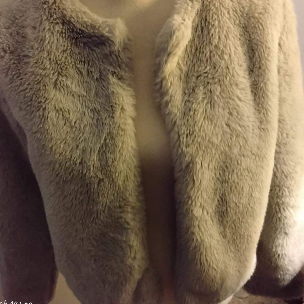 Wild Fable Gray Faux Fur Open Bolero Coat - Picture 9 of 10
